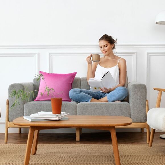 Velvet Throw Pillow Cover Cushion Cases for Sofa Bed 16"x16" Hot Pink - Picture 6 of 6